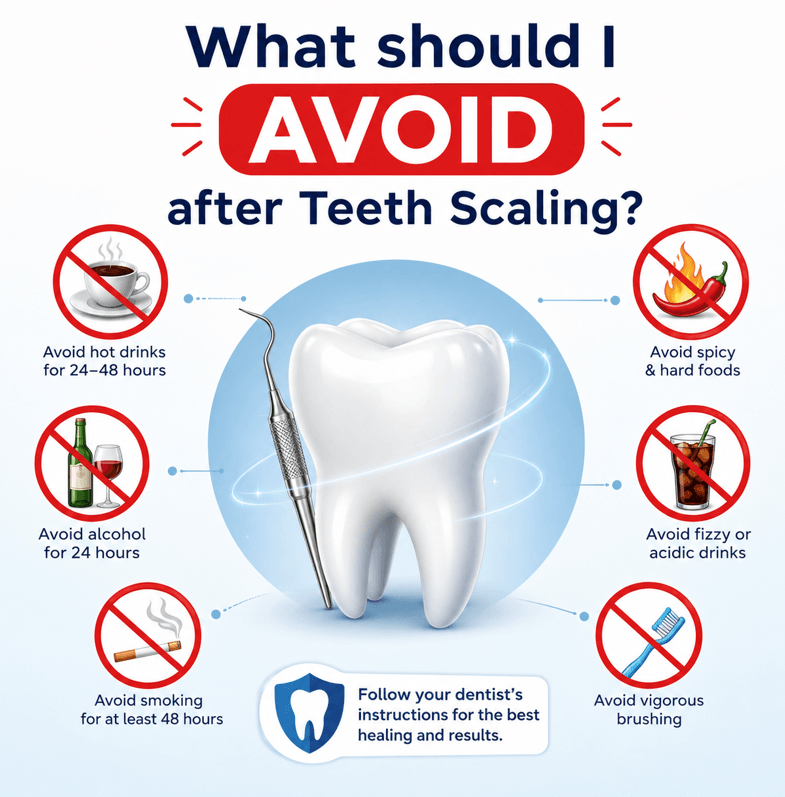 What should I avoid after teeth scaling?
